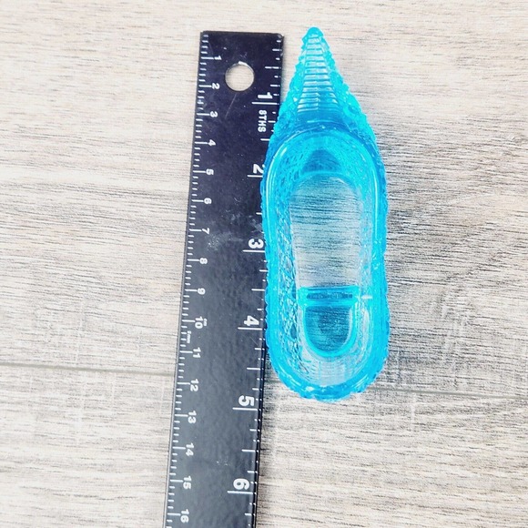 Bryce Brothers Blue Turquoise Cane Glass Slipper Shoe EAPG 1880s Antique - Picture 8 of 8